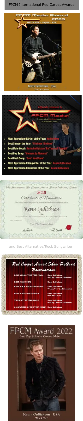 FPCM International Red Carpet Awards Nominated for Best Alternative/Rock Artist and Best Alternative/Rock Songwriter